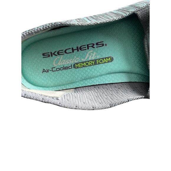 Skechers Empress Size 7 Classic Fit Air Cooled Memory Foam Green & Gray Slip Ons - Picture 4 of 6